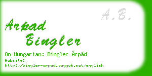arpad bingler business card